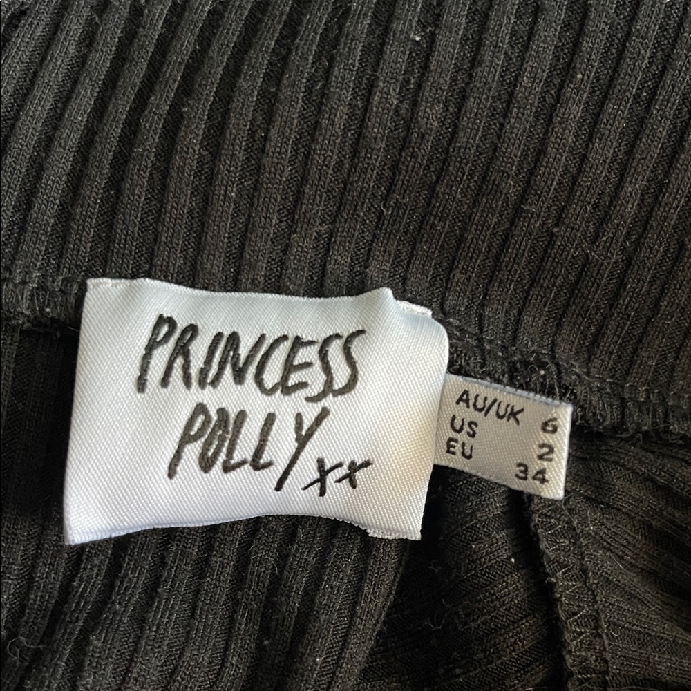 Princess Polly Black Ribbed Mock Neck Long Sleeve Dress - Size 2 - Picture 2 of 5